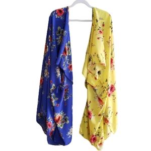 Fashion Nova Kimonos Floral Blue and Yellow Set of 2 Size L